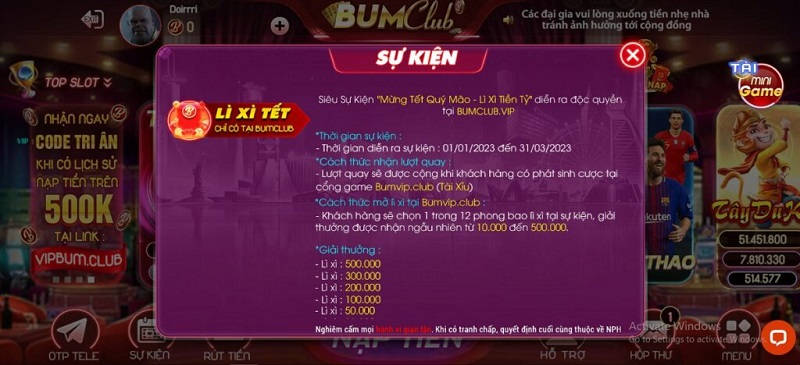 Bum Club - Game nổ hũ đổi thưởng xanh chín hot 2023
